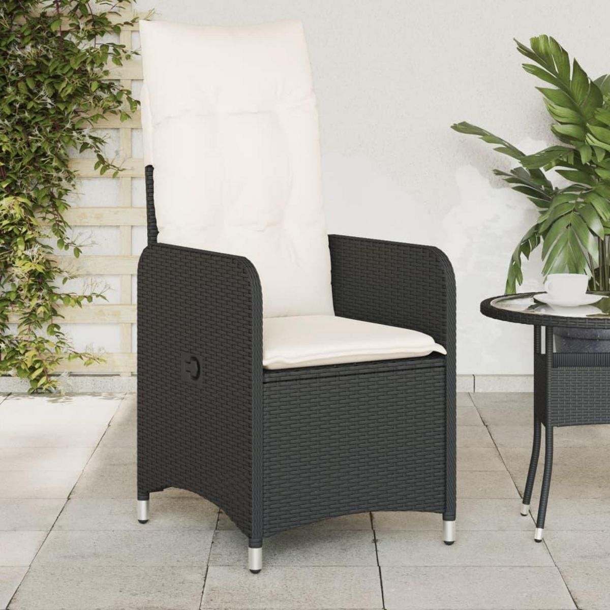 VIDAXL Chaises inclinables de jardin lot de 2 et coussins noir rotin