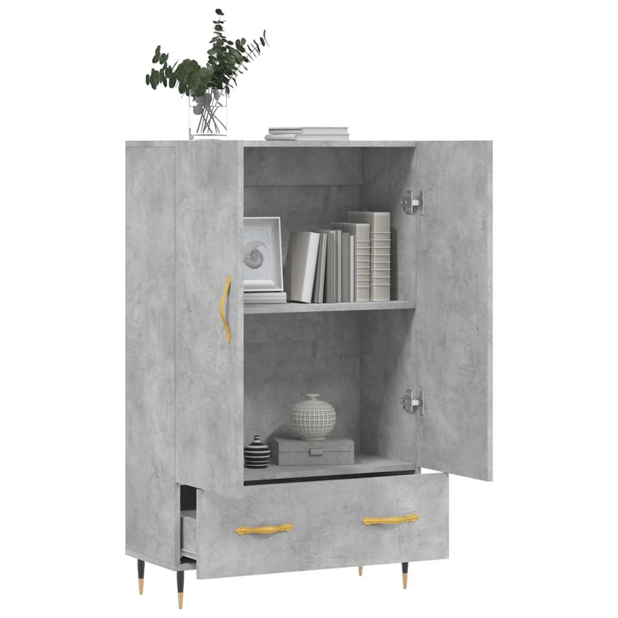 Voir la diapositive 4 : VIDAXL Buffet haut gris beton 69,5x31x115 cm bois d'ingenierie