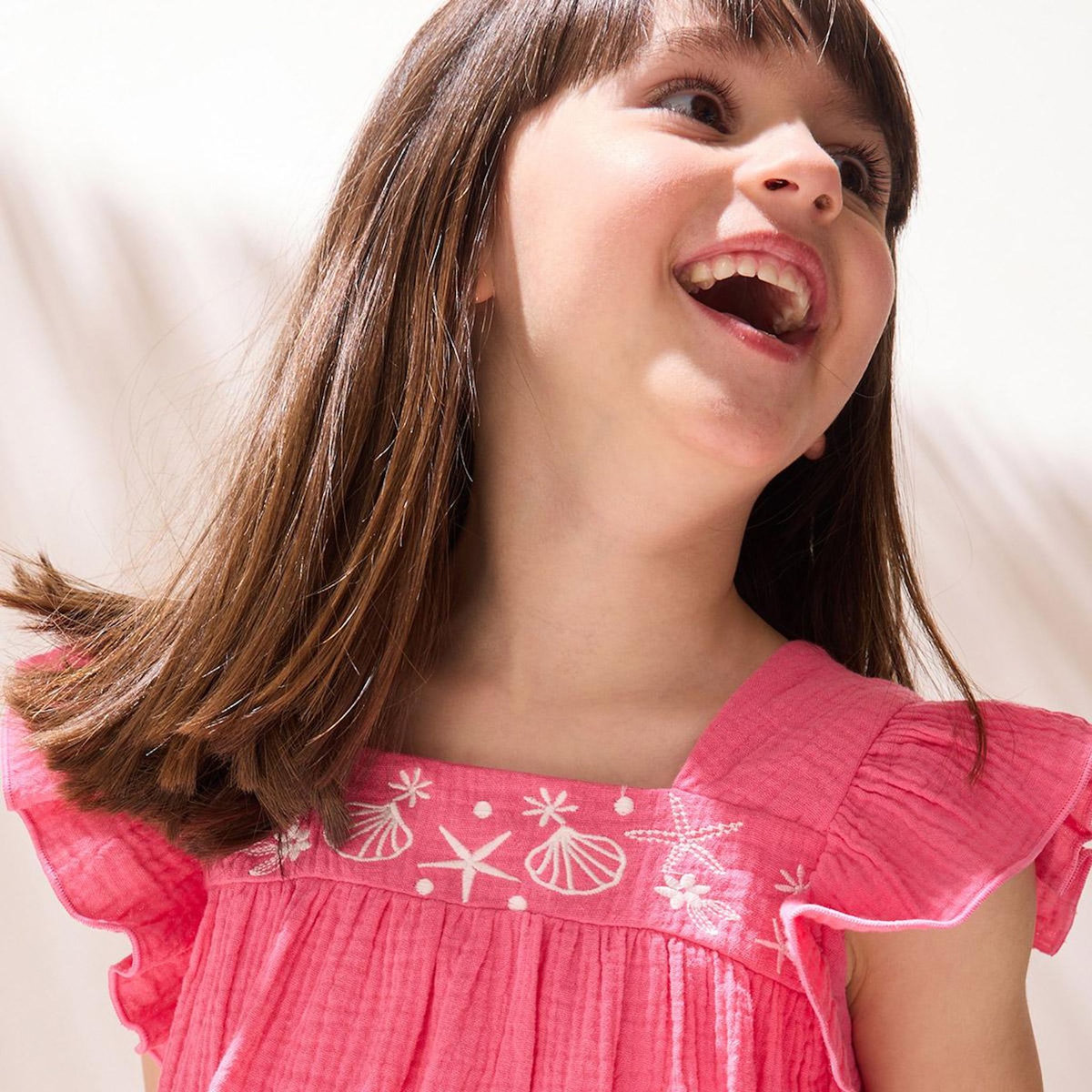 Petit Béguin Robe enfant en gaze de coton Bahamas