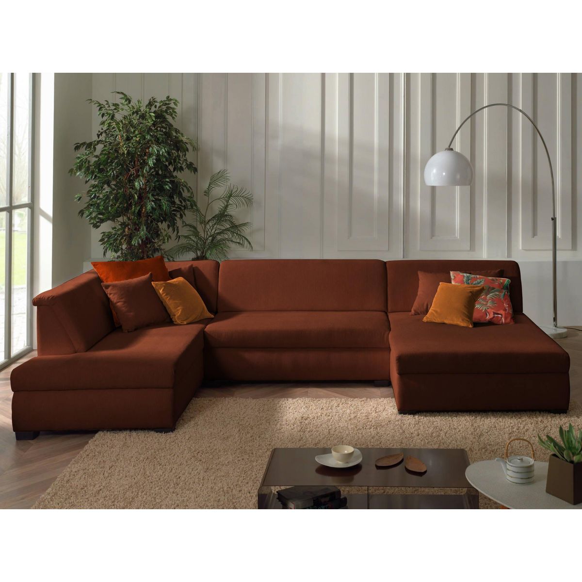 LISA DESIGN Malcom - canapé panoramique d'angle gauche - en velours côtelé