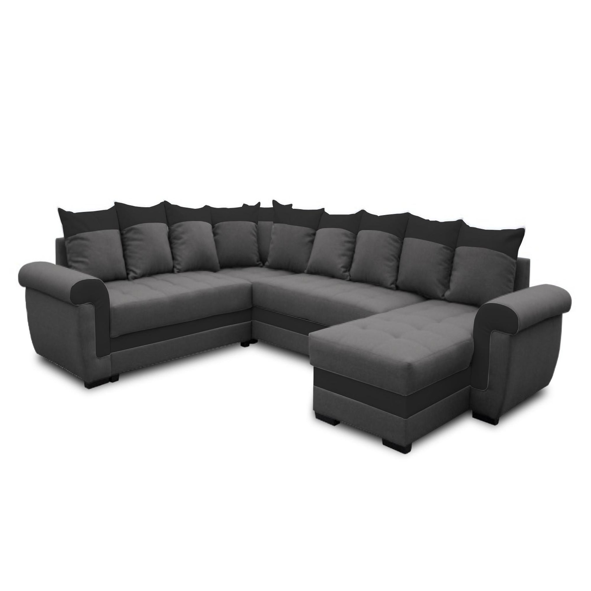Voir la diapositive 6 : BEST MOBILIER Henry - canapé panoramique d'angle réversible - 7 places - convertible avec coffre - en tissu et pu