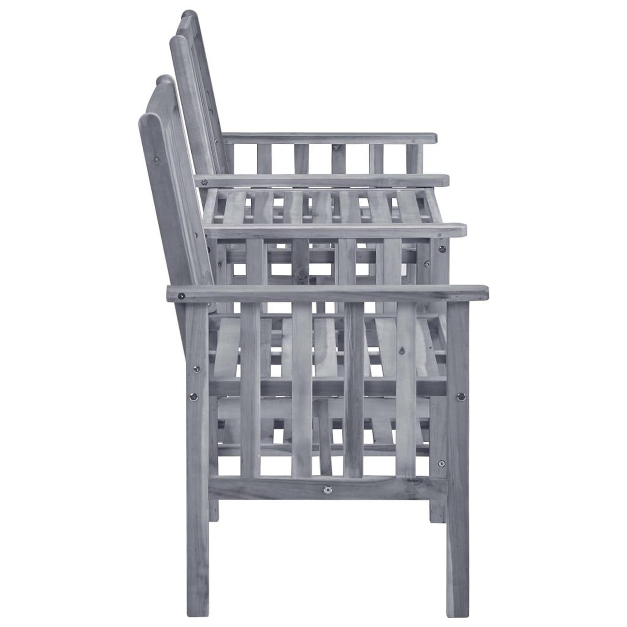 Voir la diapositive 3 : VIDAXL Chaises de jardin avec table a the et coussins Acacia solide