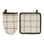 ATMOSPHERA Gant & Manique à Carreaux  Family Corner  20cm Beige & Kaki