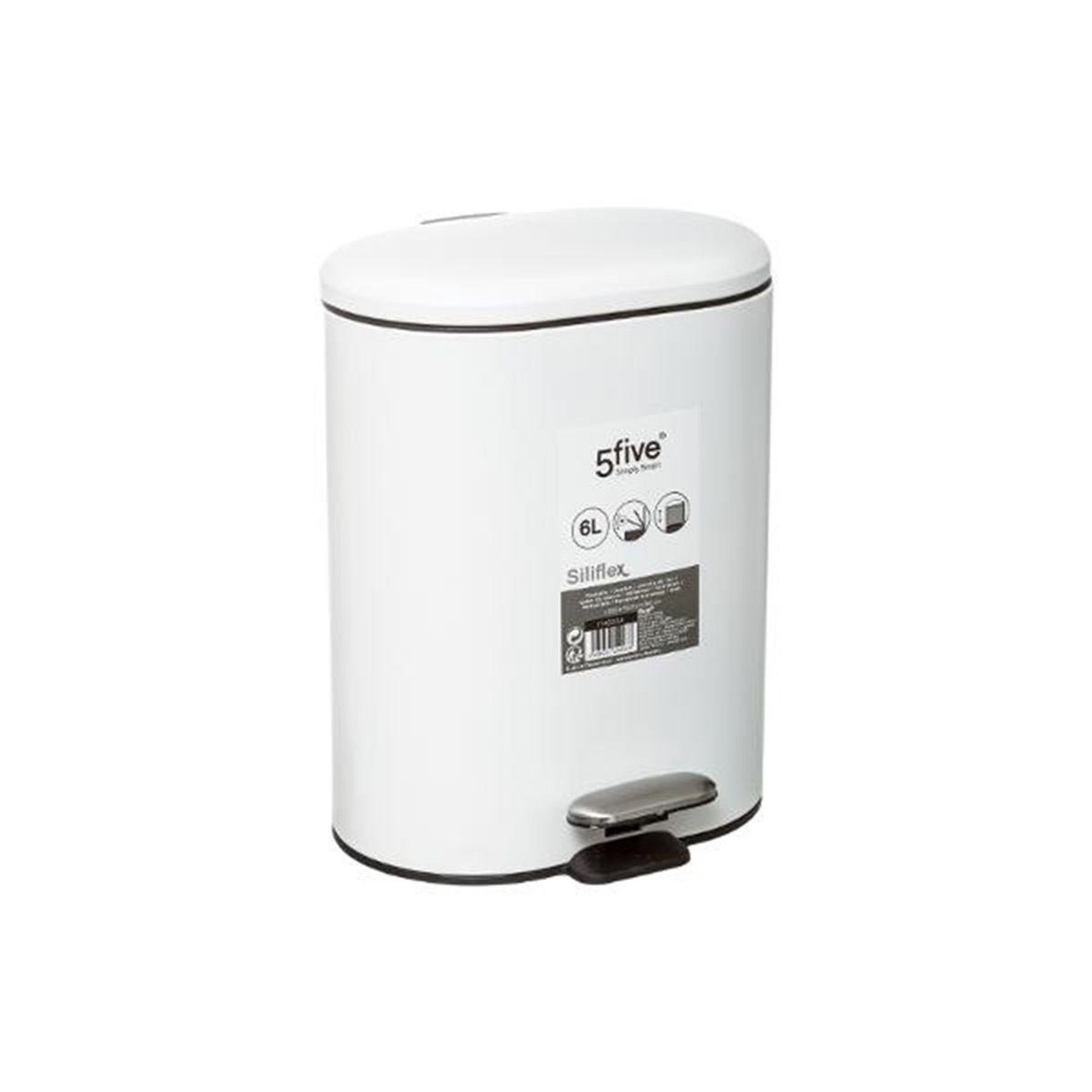 Voir la diapositive 5 : FIVE Poubelle de salle de bain  siliflex  6l blanc