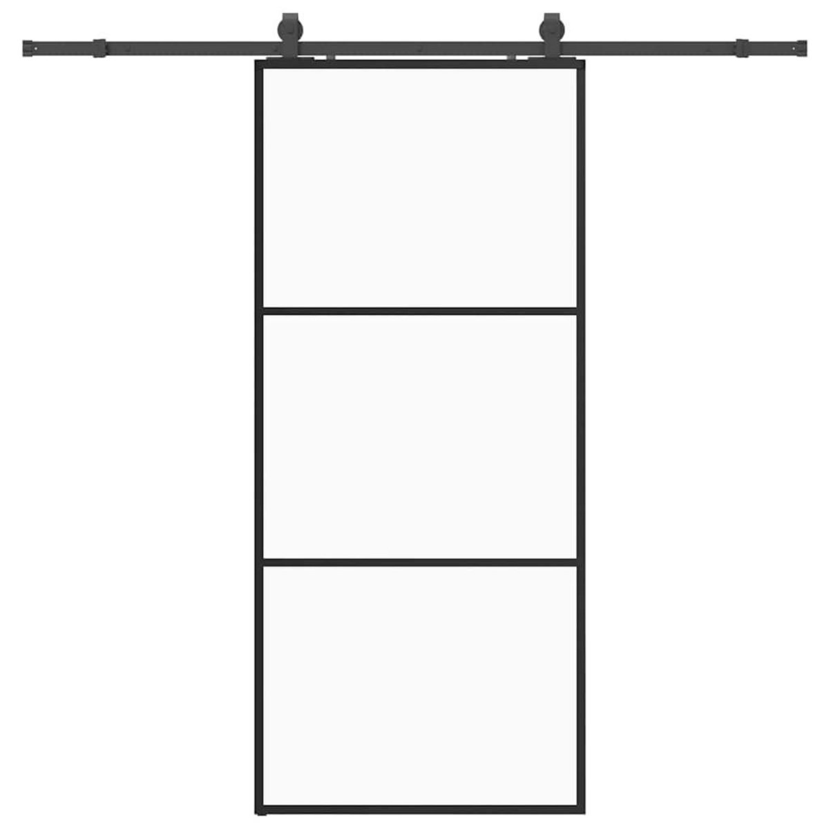 VIDAXL Porte coulissante kit de quincaillerie noir 90x205 cm verre ESG