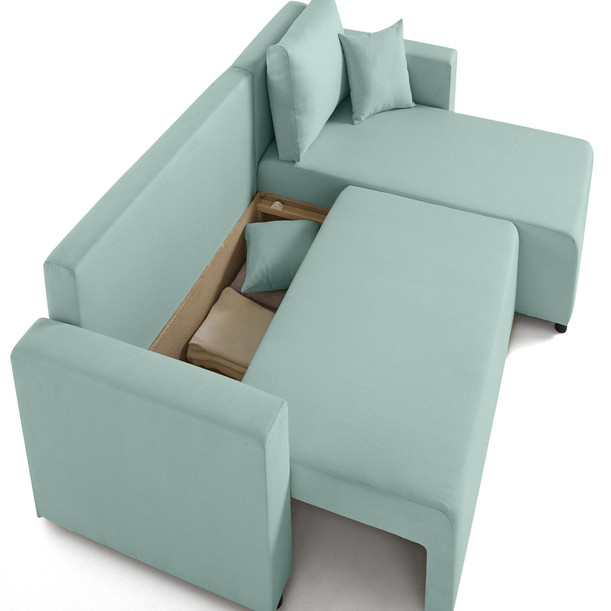 Voir la diapositive 3 : BEST MOBILIER Regala - canapé d'angle réversible - 4 places - convertible avec coffre - en tissu
