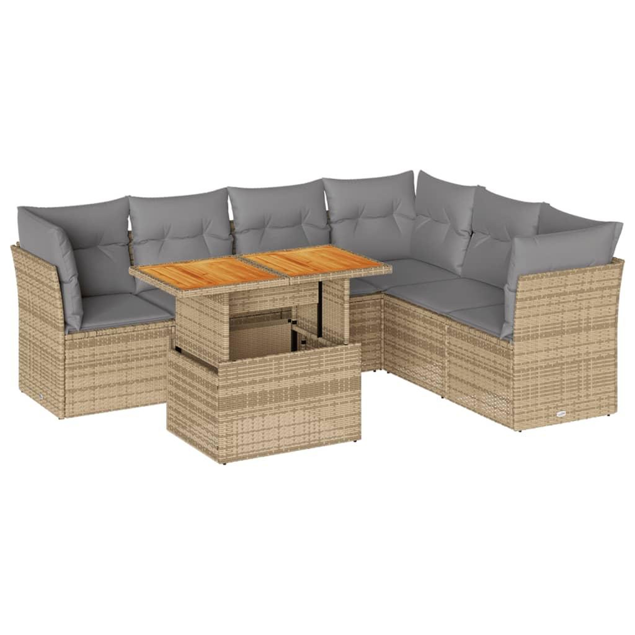 Voir la diapositive 2 : VIDAXL Salon de jardin avec coussins 7 pcs beige resine tressee