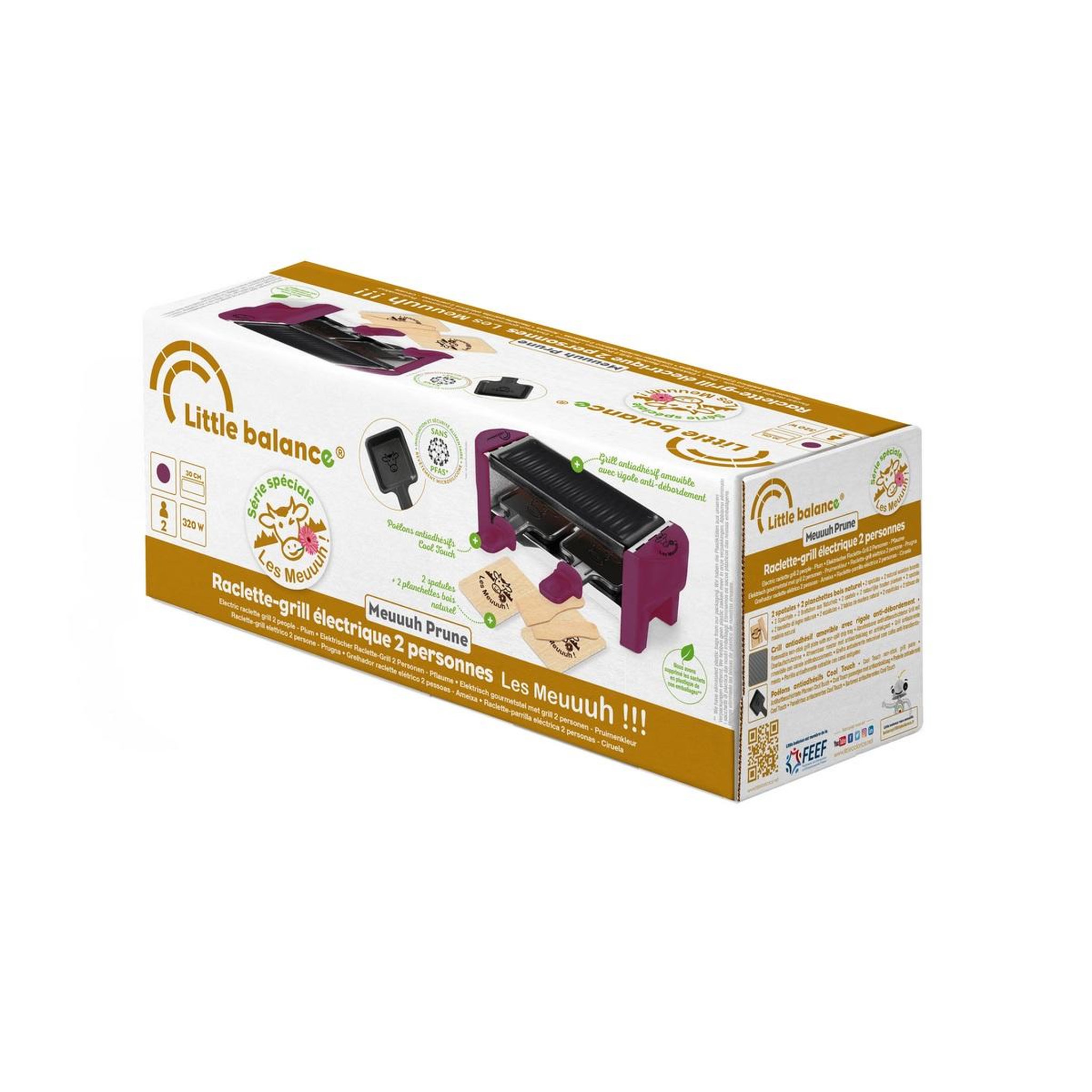 Voir la diapositive 4 : LITTLE BALANCE Appareil à raclette 2 personnes 320w prune - 8615
