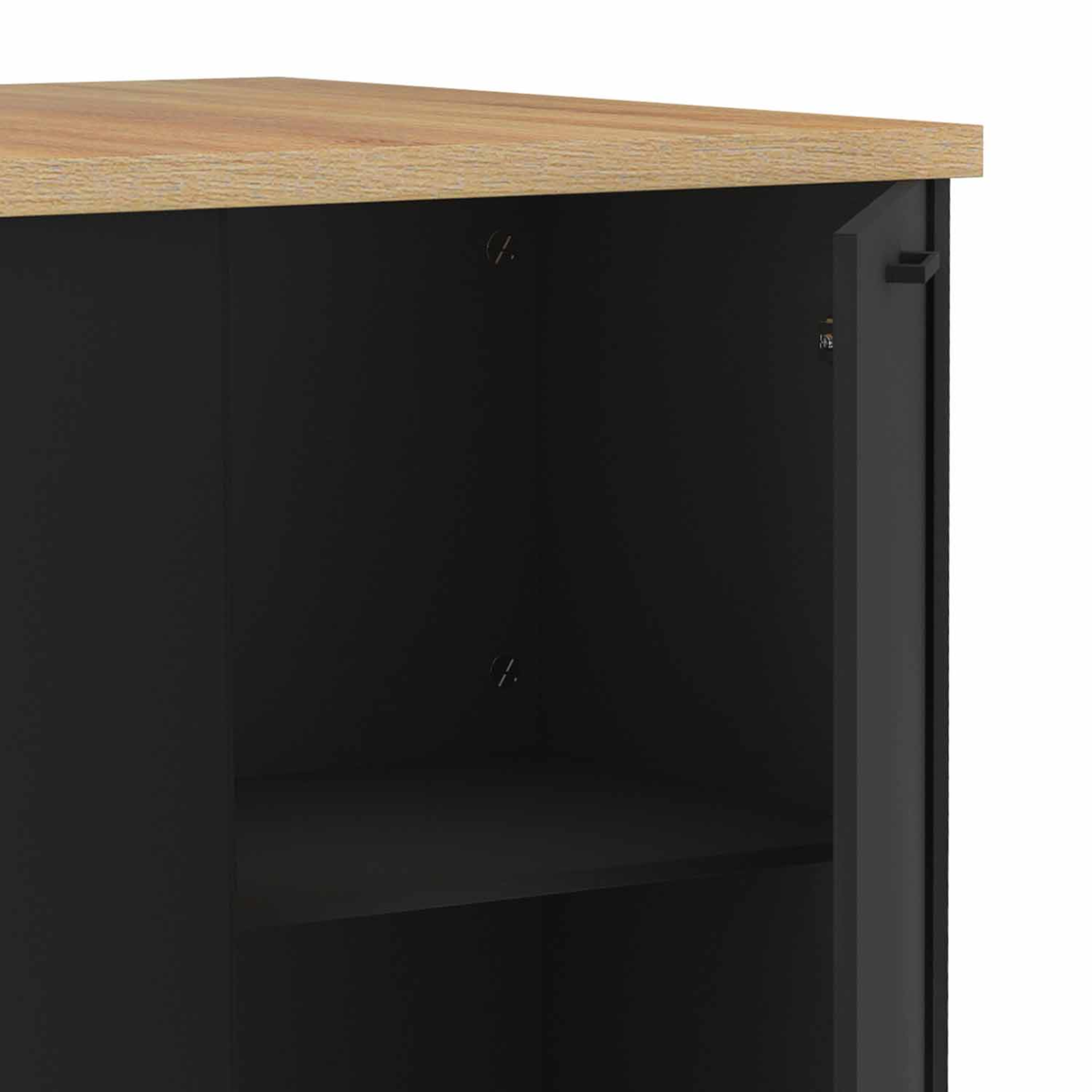 Voir la diapositive 6 : ID MARKET Ilot central tibo 120 cm bois noir avec plan de travail façon hêtre