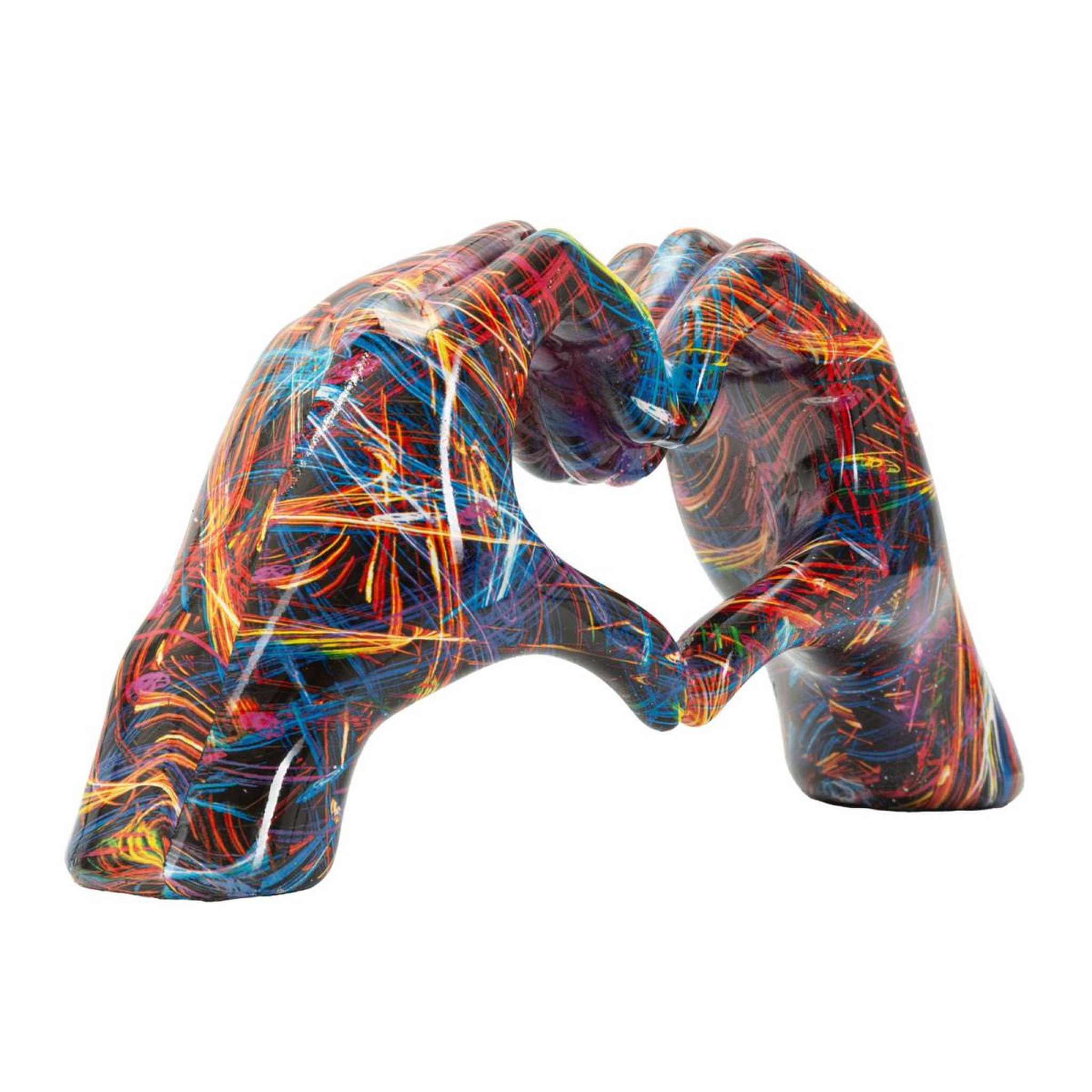 Voir la diapositive 2 : Paris Prix Mains cœur en résine  psyco  25cm multicolore