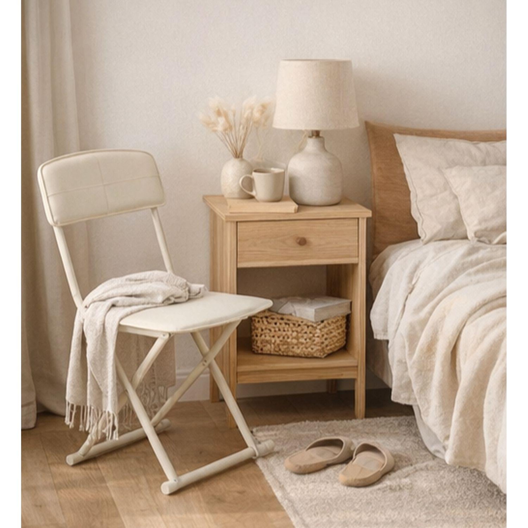 Voir la diapositive 6 : TOILINUX Lot de 4 chaises pliantes en simili cuir - beige