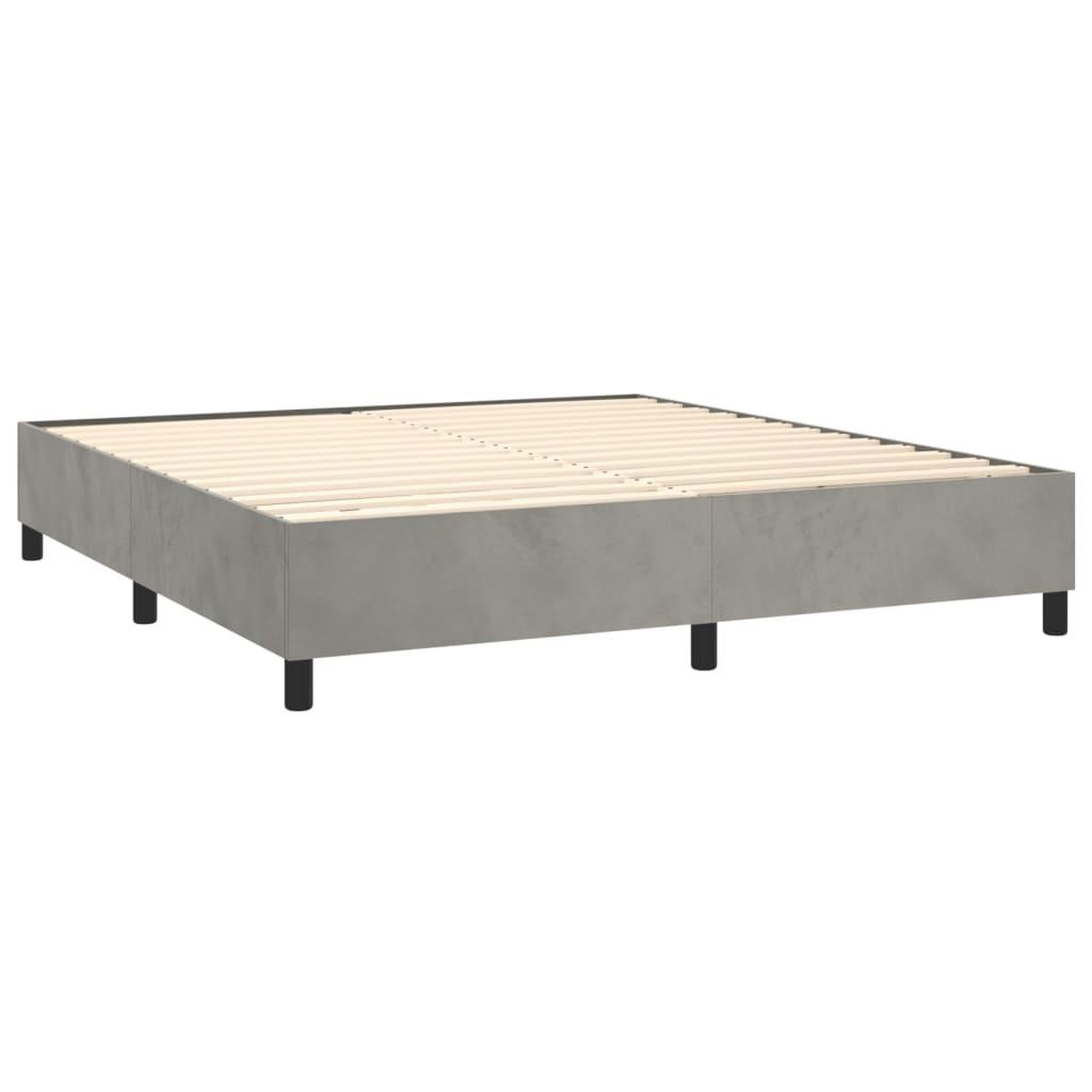 Voir la diapositive 4 : VIDAXL Sommier a lattes de lit et matelas Gris clair 200x200cm Velours