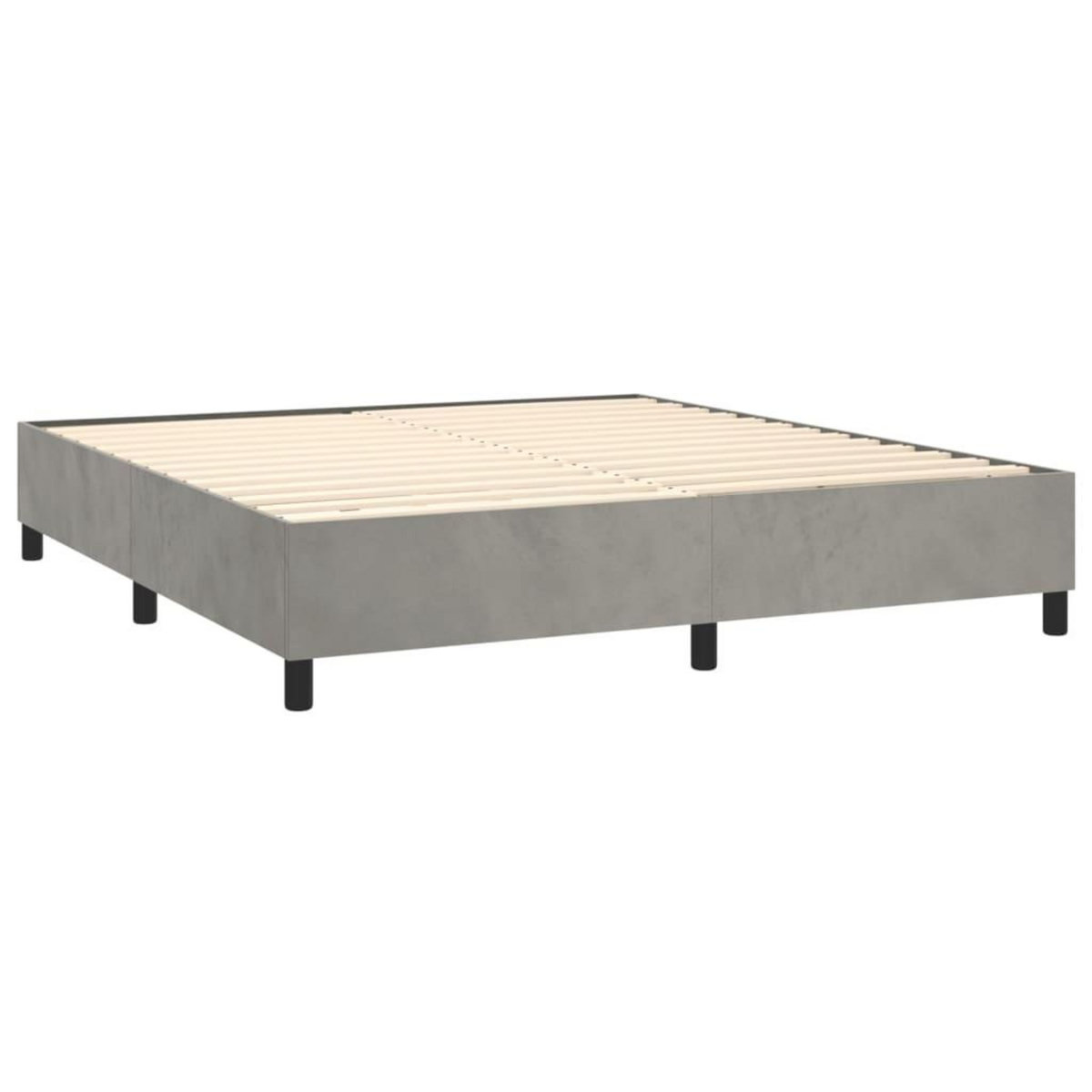 VIDAXL Sommier a lattes de lit et matelas Gris clair 200x200cm Velours