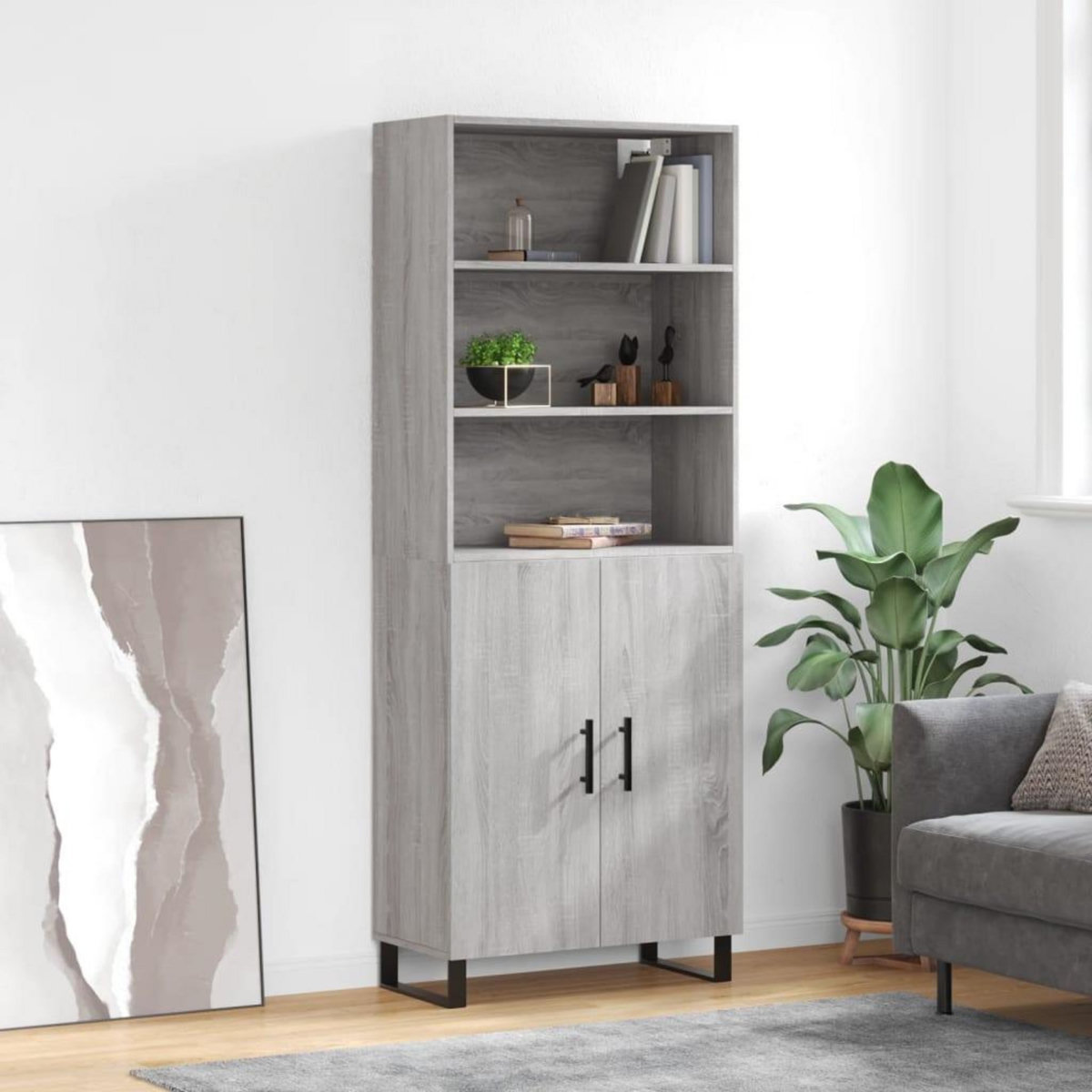 VIDAXL Buffet haut Sonoma gris 69,5x34x180 cm Bois d'ingenierie