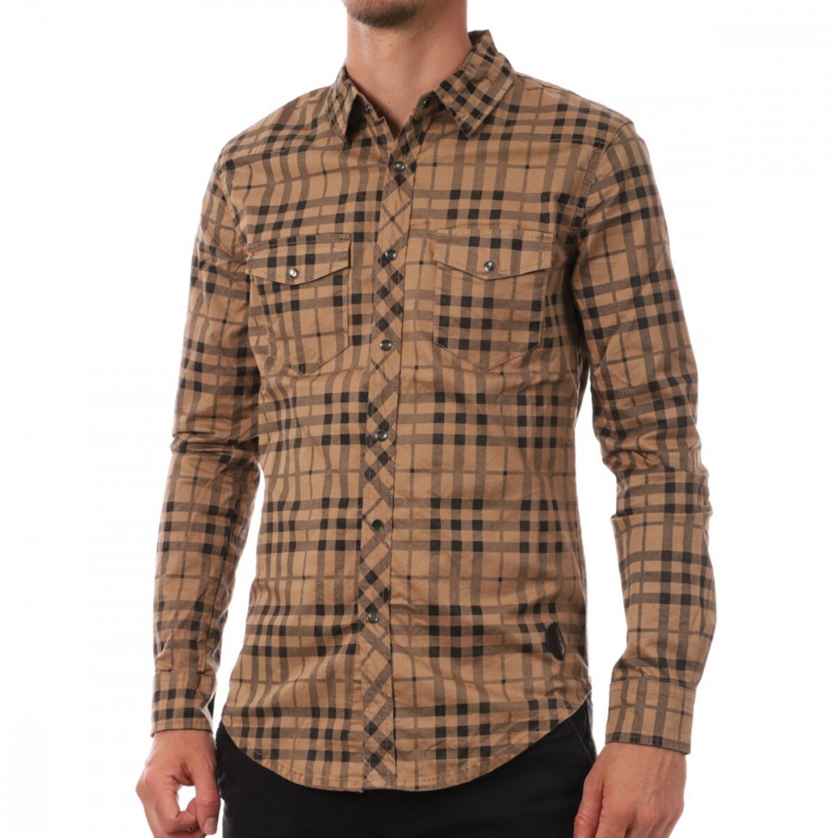 Chemise discount marron homme