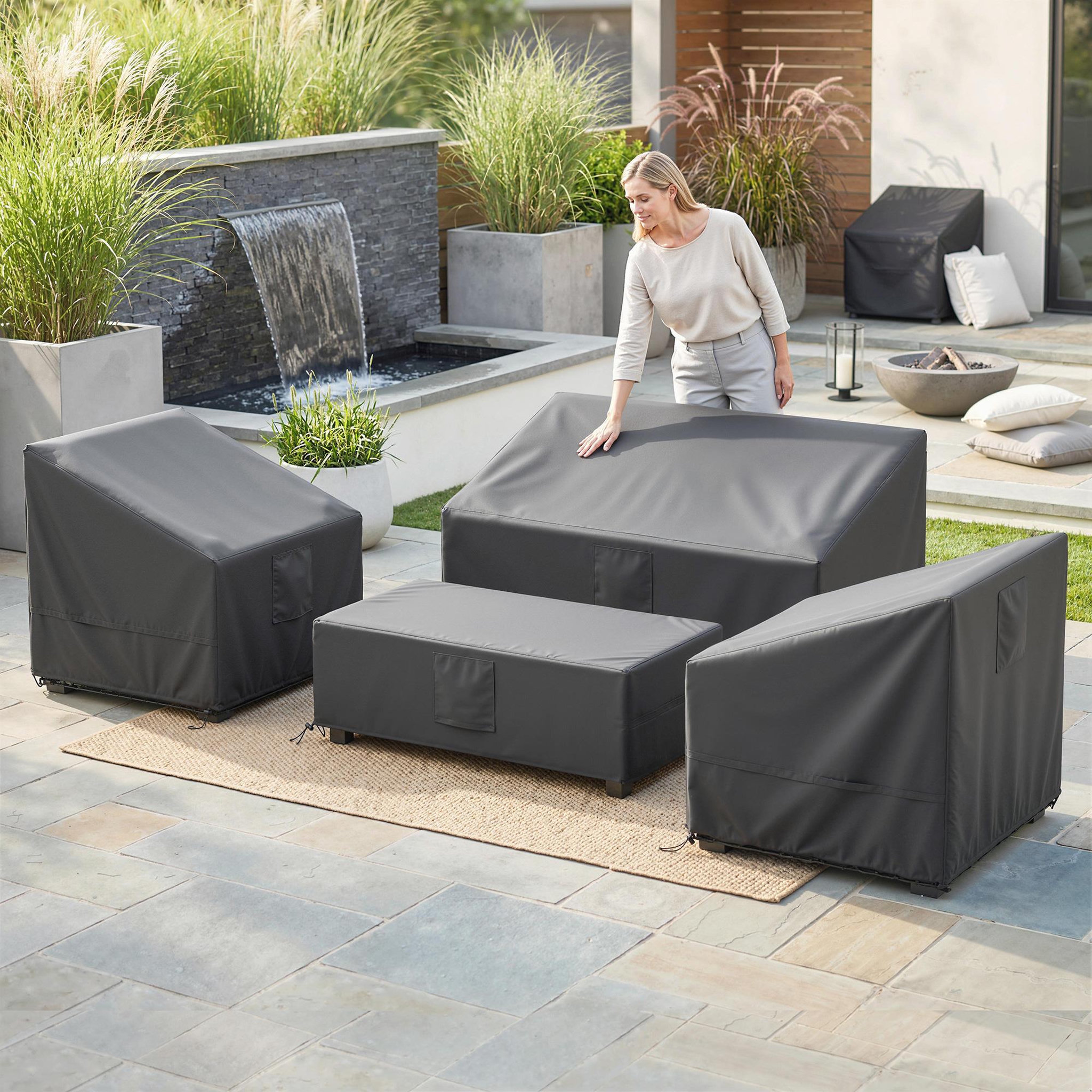 Voir la diapositive 6 : OUTSUNNY Ensemble de 4 housses salon de jardin imperméable tissu oxford noir