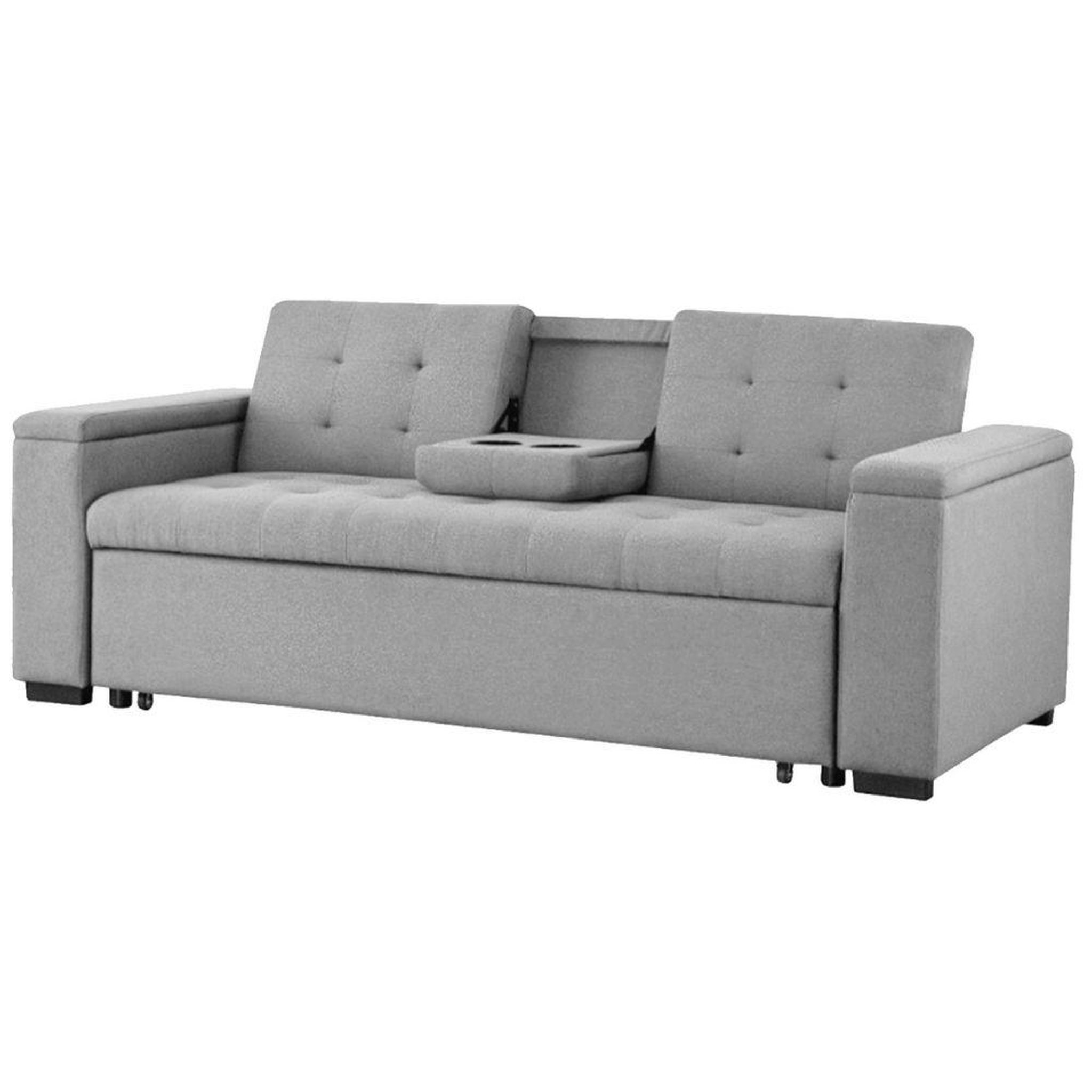 Voir la diapositive 1 : CONCEPT USINE Canapé convertible 3 places en tissu gris clair noho