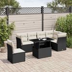 VIDAXL Salon de jardin 7 pcs avec coussins noir resine tressee