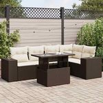 VIDAXL Salon de jardin avec coussins 6 pcs marron resine tressee