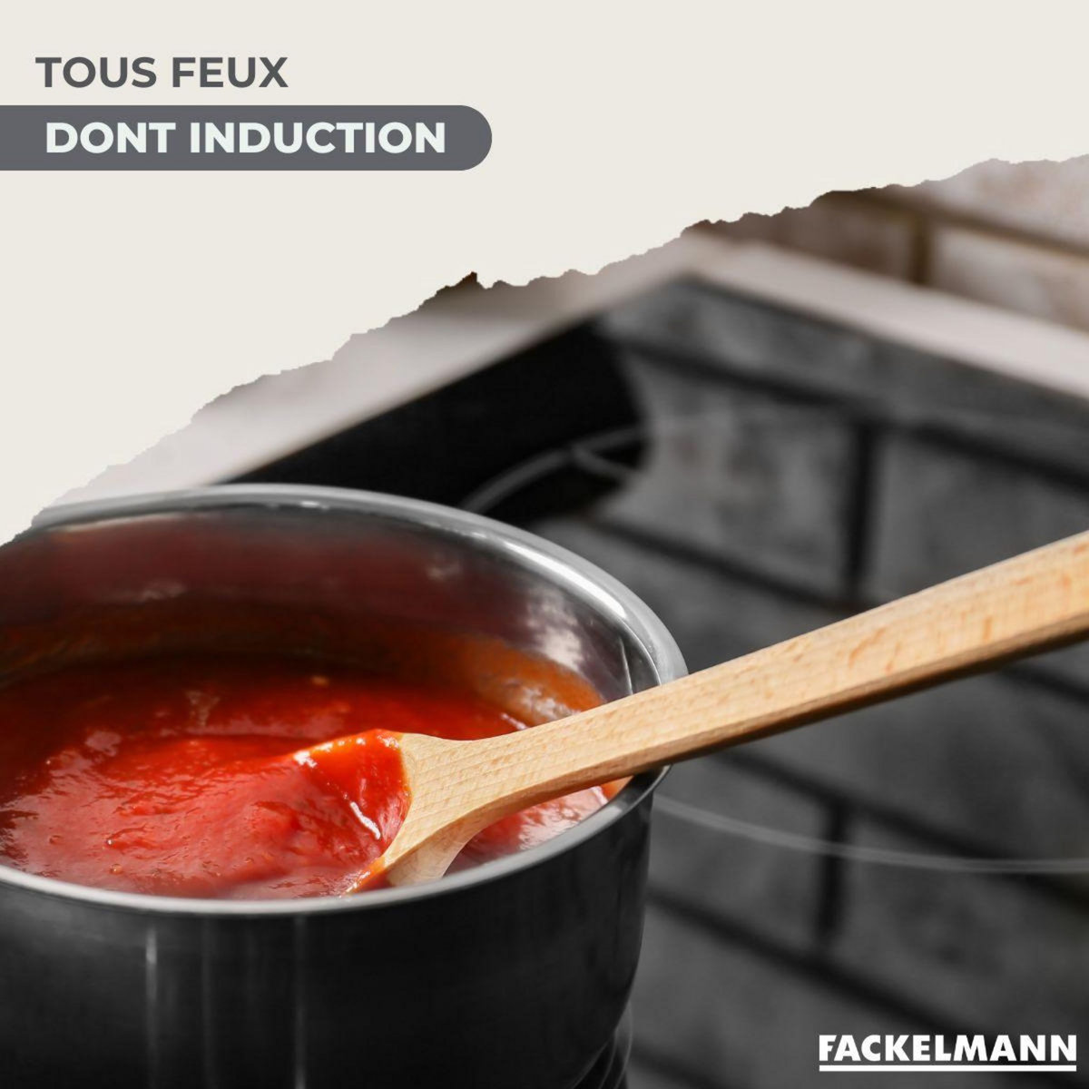 Fackelmann Set de 3 casseroles 12 16 20 cm en inox, 3 faitouts inox 16, 20 et 24 cm et 6 ustensiles RPET Fackelmann Geneva