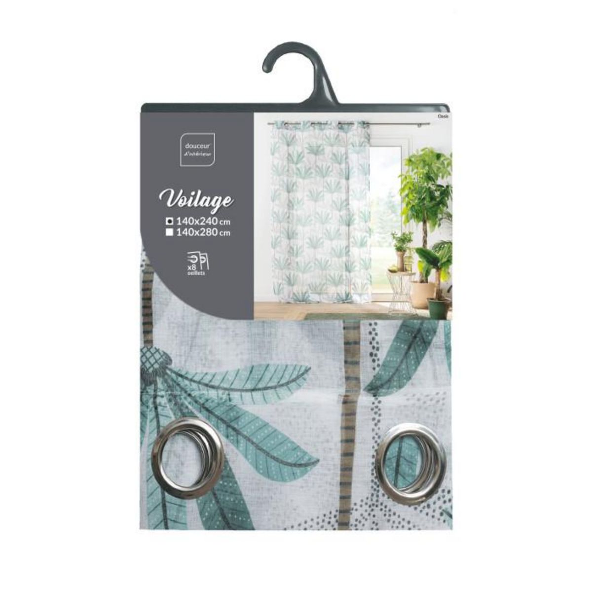 Paris Prix Rideau Voilage à Œillets  Oasis  140x240cm Vert