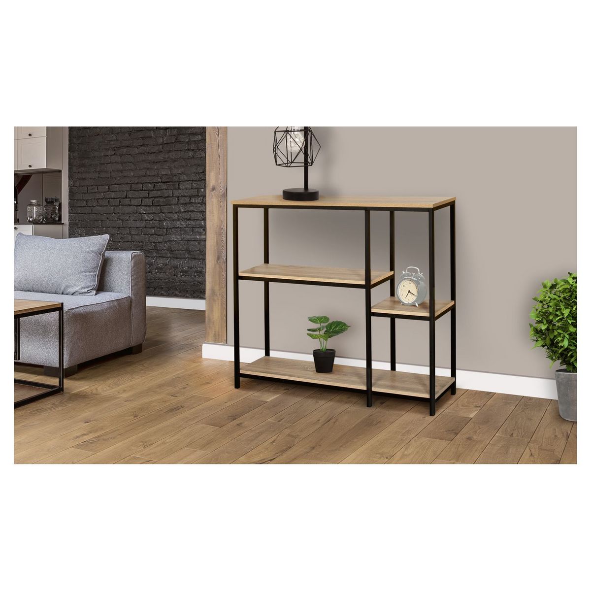 Console style industriel 4 plateaux L110 cm HOUSTON