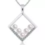 PLANETYS Collier Perles de Culture Argent 925 Rhodié Femme et Oxydes de Zirconium blancs