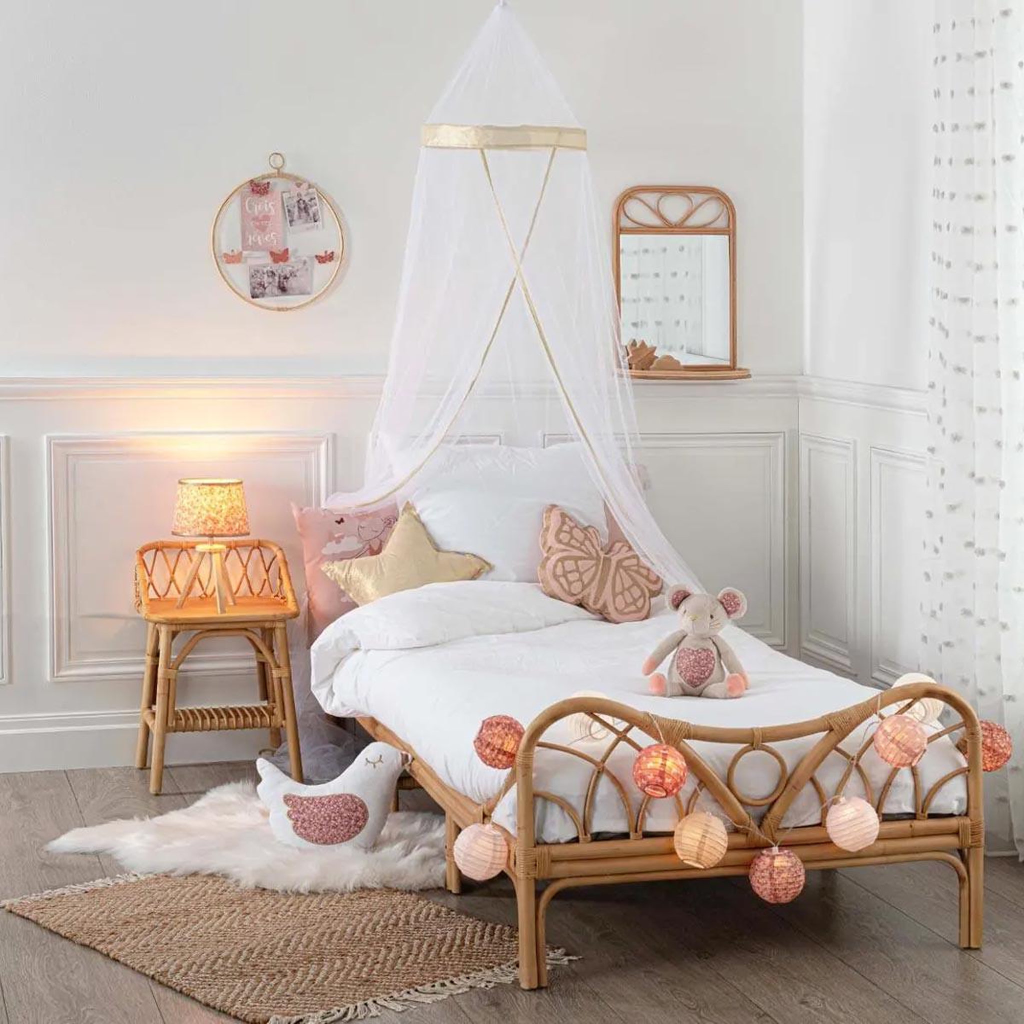 Voir la diapositive 2 : Atmosphera Kids Lit enfant en rotin  liberty  90x190cm naturel