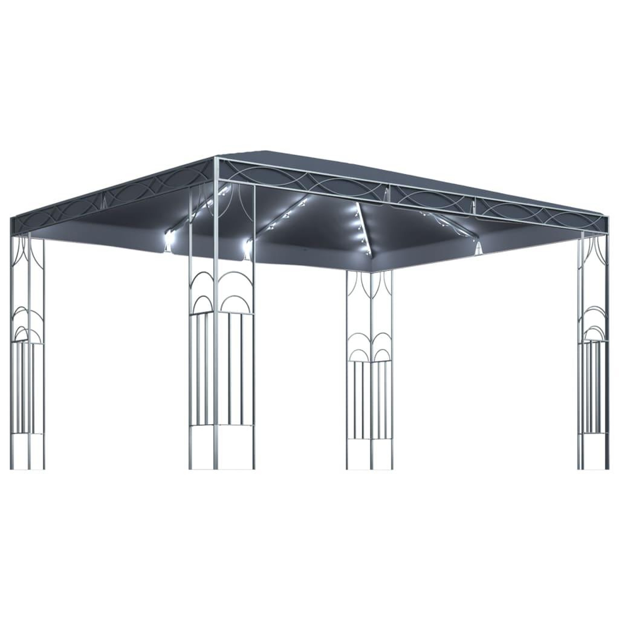 Voir la diapositive 2 : VIDAXL Tonnelle avec guirlande lumineuse a LED 400x300 cm Anthracite