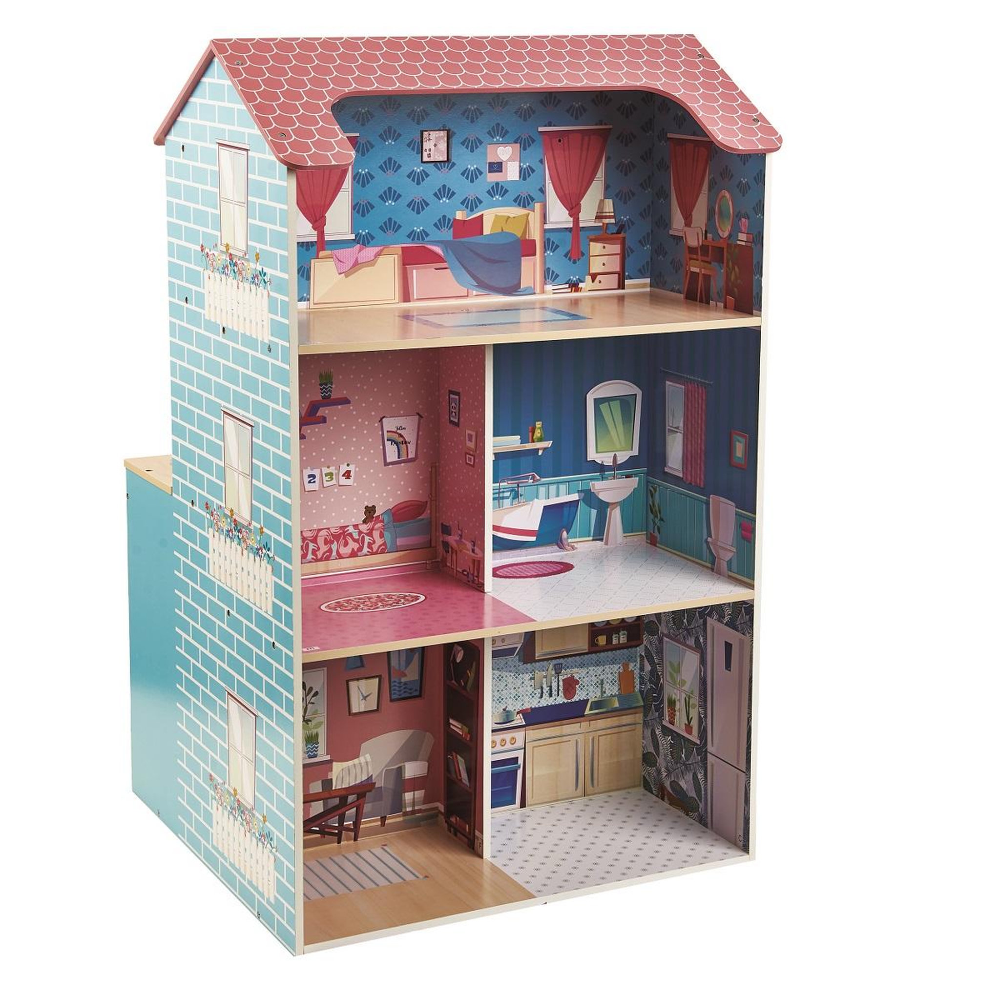 Voir la diapositive 3 : One Two Fun Maison et cuisine en bois 2 en 1