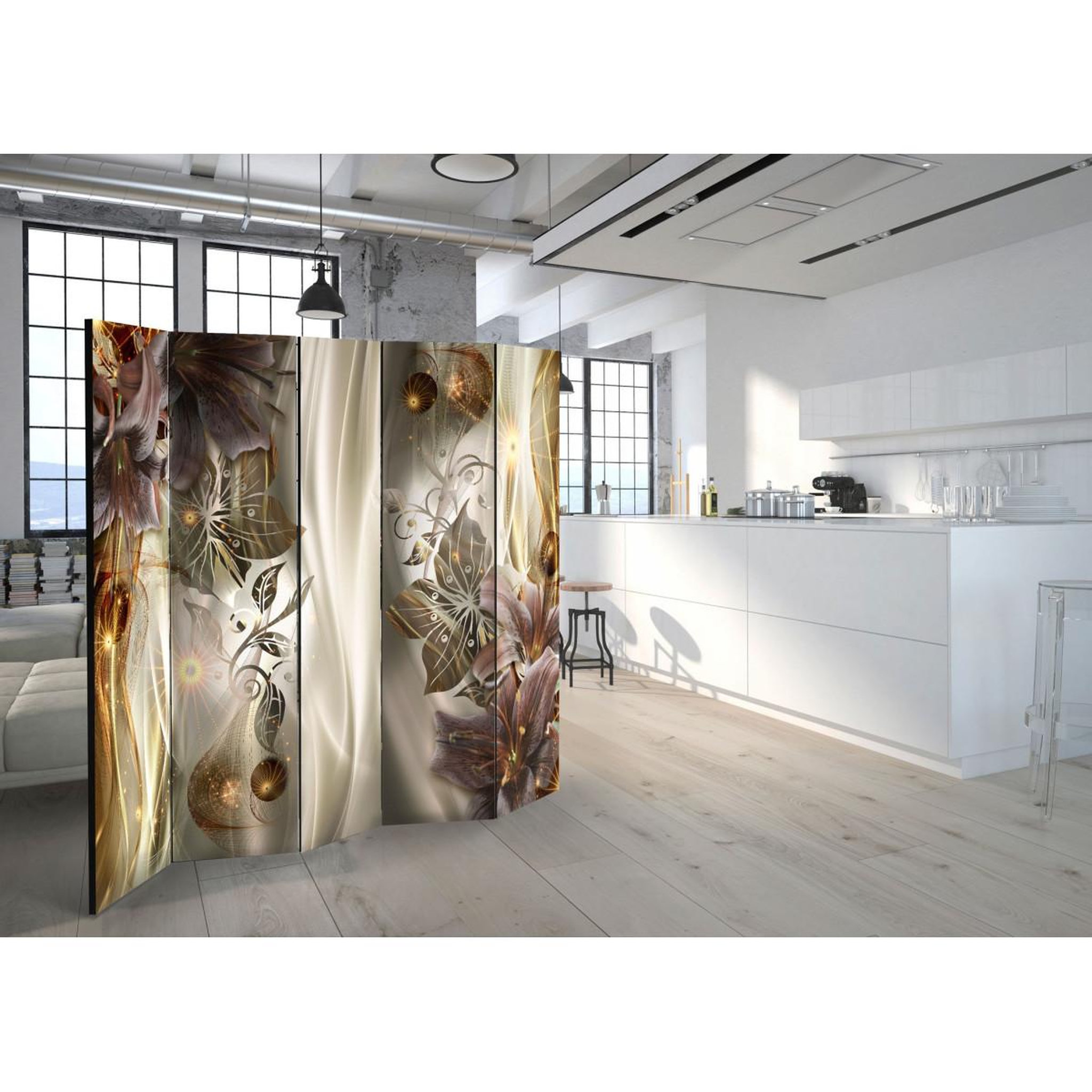 Voir la diapositive 2 : Paris Prix Paravent 5 volets  amber land  172x225cm