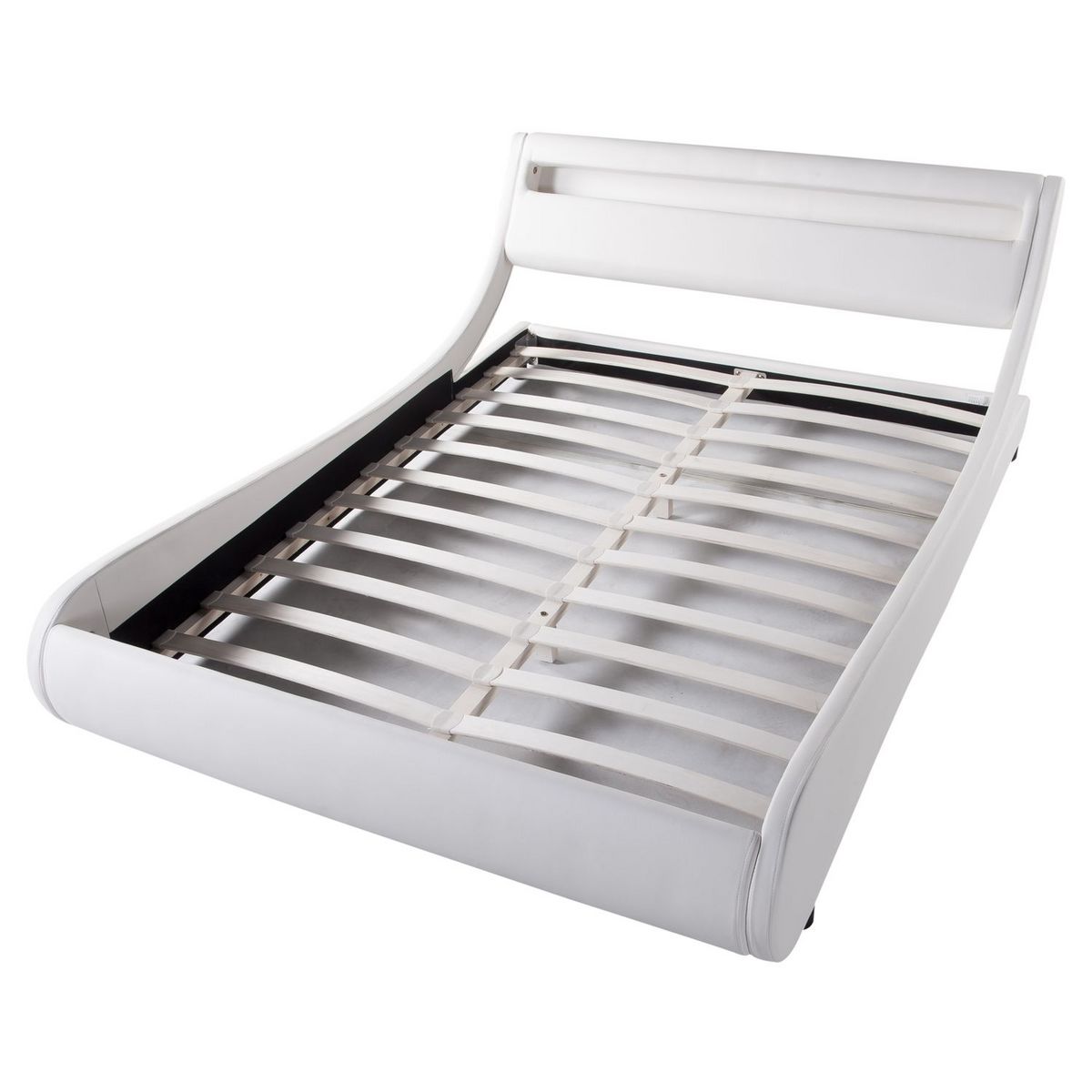 Lit avec sommier et tête de lit LED en PU 160x200 cm NEON