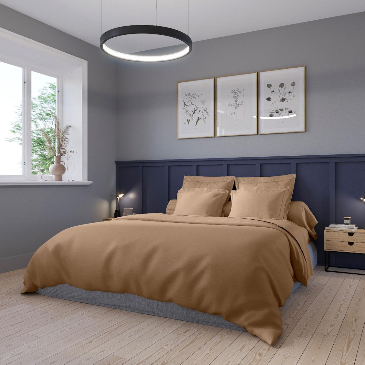 DODO Drap housse Grand bonnet Harmonie Satin de coton coloris Caramel