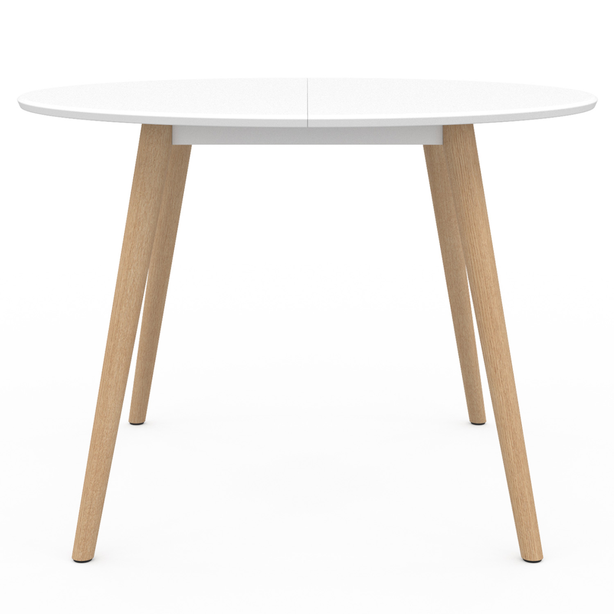 Voir la diapositive 3 : ID MARKET Table à manger fixe ronde angela 4-6 personnes blanc pieds bois 110 cm