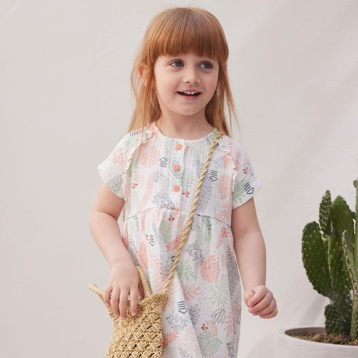 Petit Béguin Robe bébé en gaze de coton Cilaos