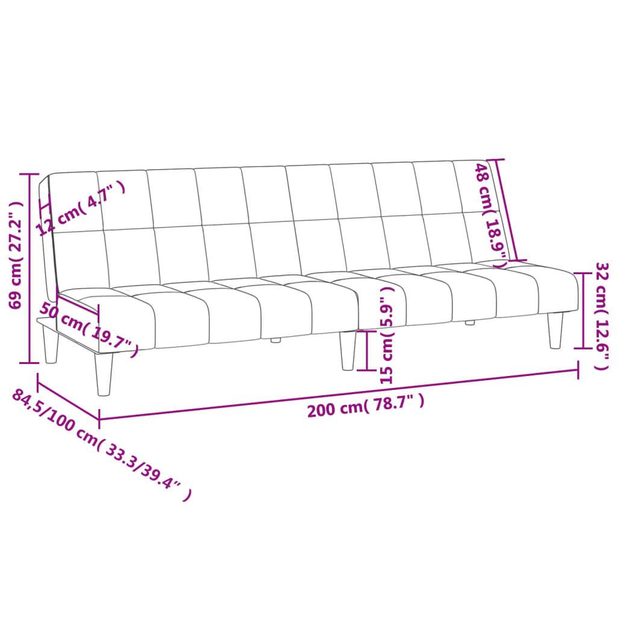 Voir la diapositive 6 : VIDAXL Canape-lit a 2 places gris fonce tissu