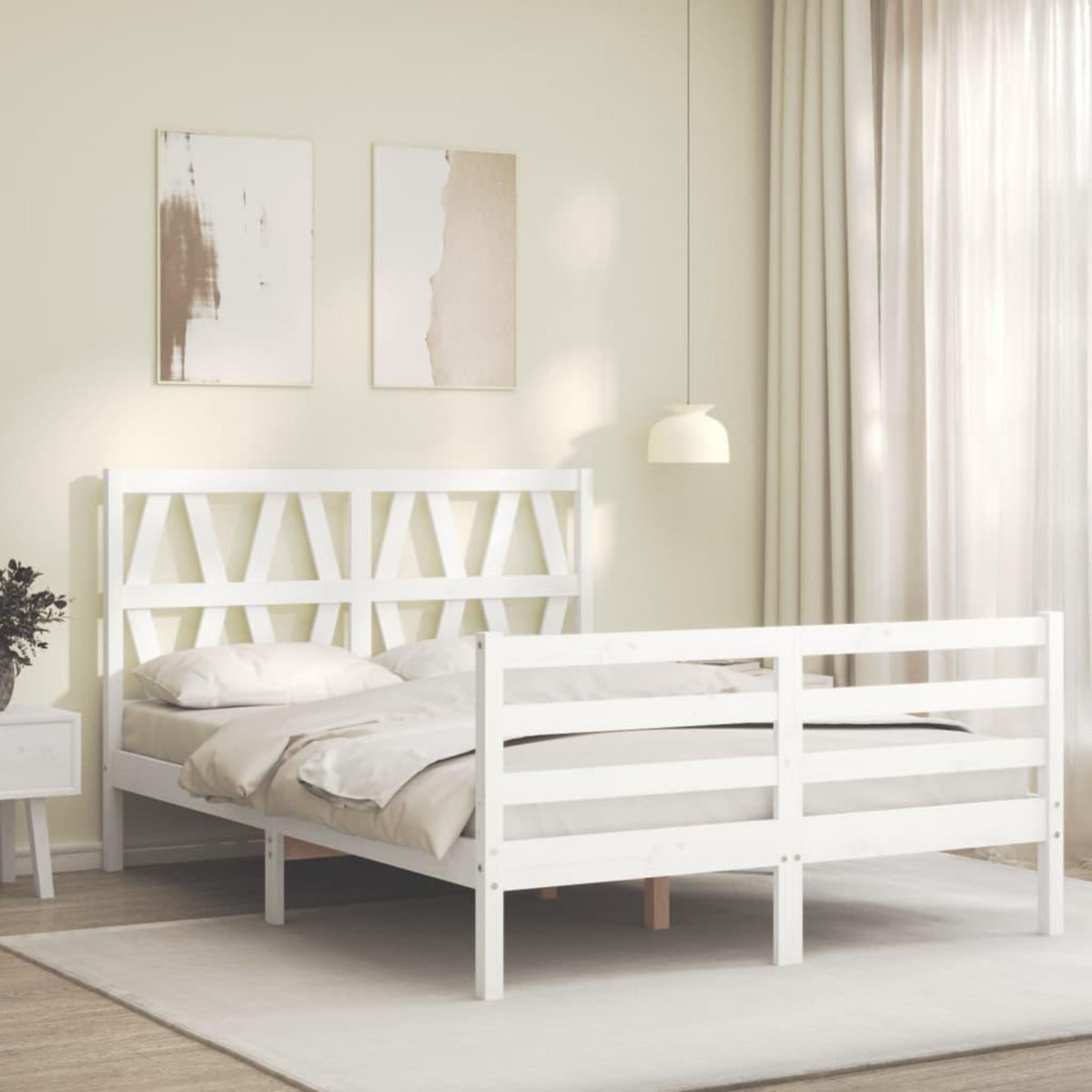VIDAXL Cadre de lit sans matelas blanc 140x190 cm bois massif