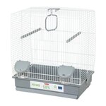 Zolux Cage pour oiseaux - Carla - Plastique recyclé - 2 perchoirs - 2 mangeoires - Balançoire