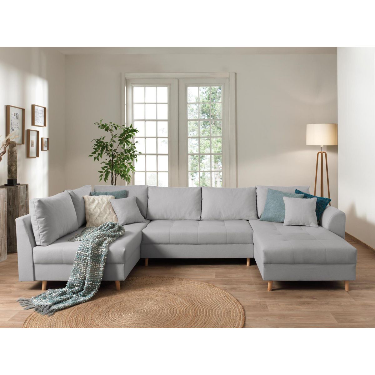 LISA DESIGN Rune - canapé panoramique avec pouf d'appoint - 7 places - style scandinave - gauche