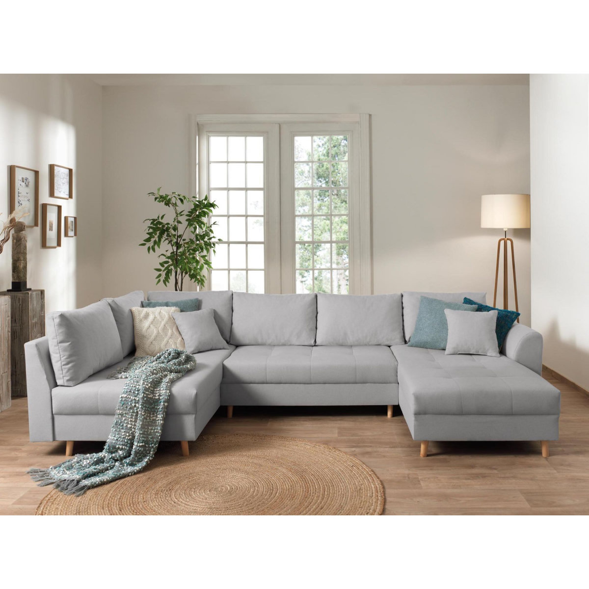 LISA DESIGN Rune - canapé panoramique avec pouf d'appoint - 7 places - style scandinave - gauche