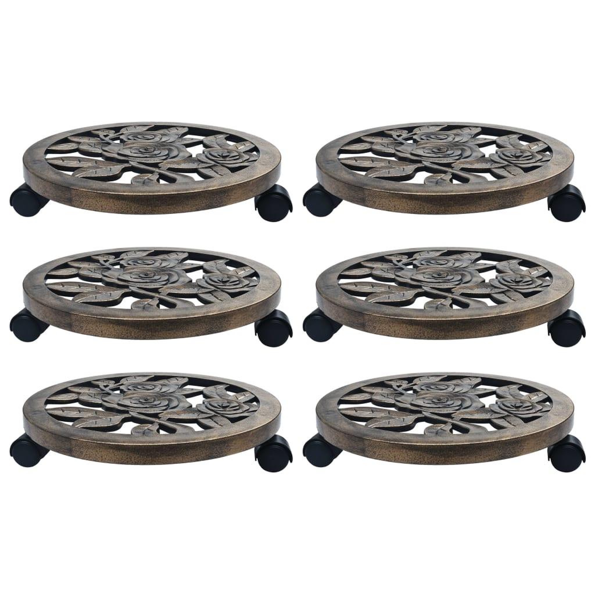 Voir la diapositive 1 : VIDAXL Chariots pour plantes 6 pcs Bronze 38 cm Plastique