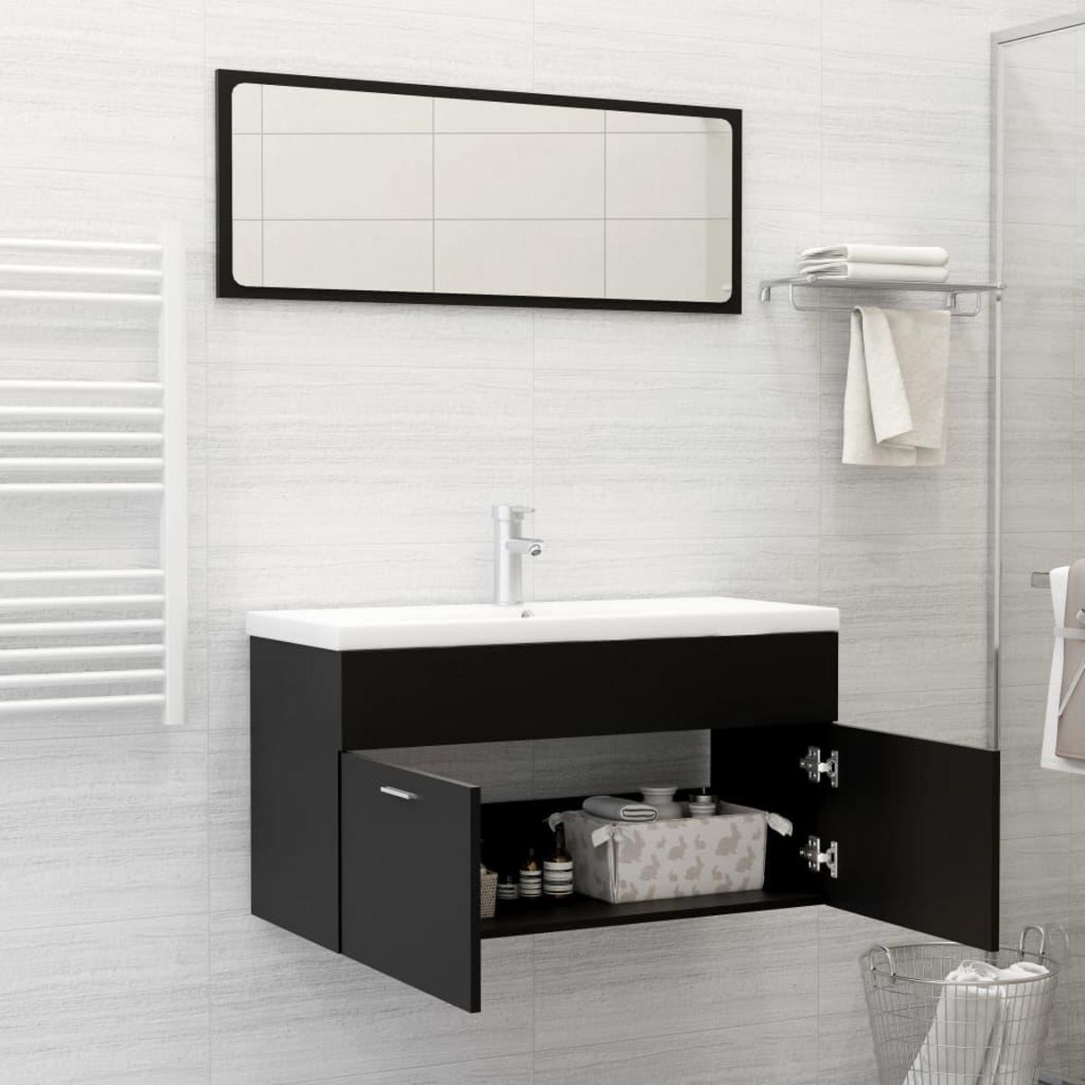 VIDAXL Ensemble de meubles de salle de bain 2 pcs noir bois ingenierie