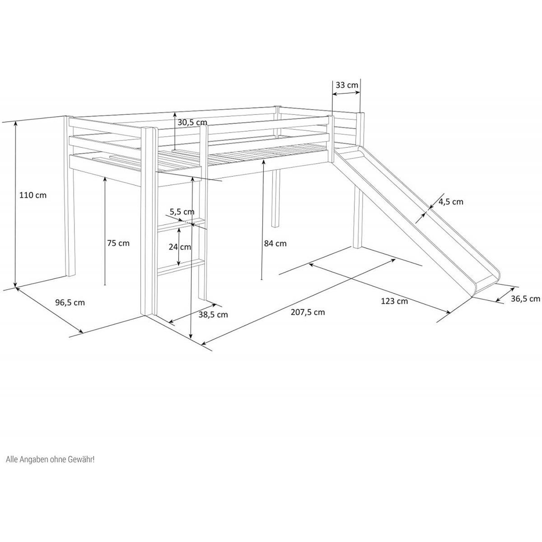 Voir la diapositive 3 : HomeStyle4U Lit Simple Blanc 90x200 en hauteur avec echelle et toboggan