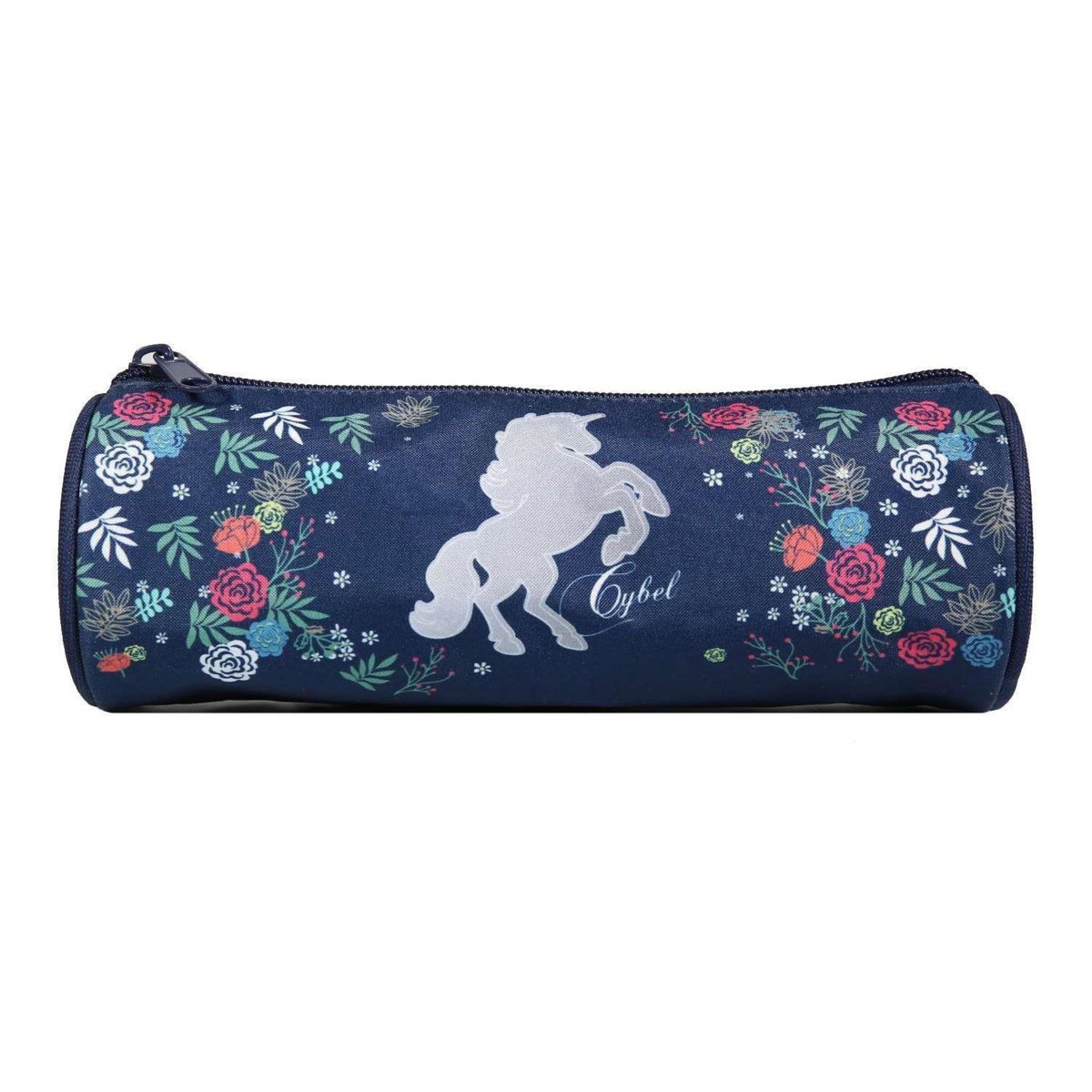 Bagtrotter BAGTROTTER Trousse scolaire ronde Cybel Cheval Licorne Bleue