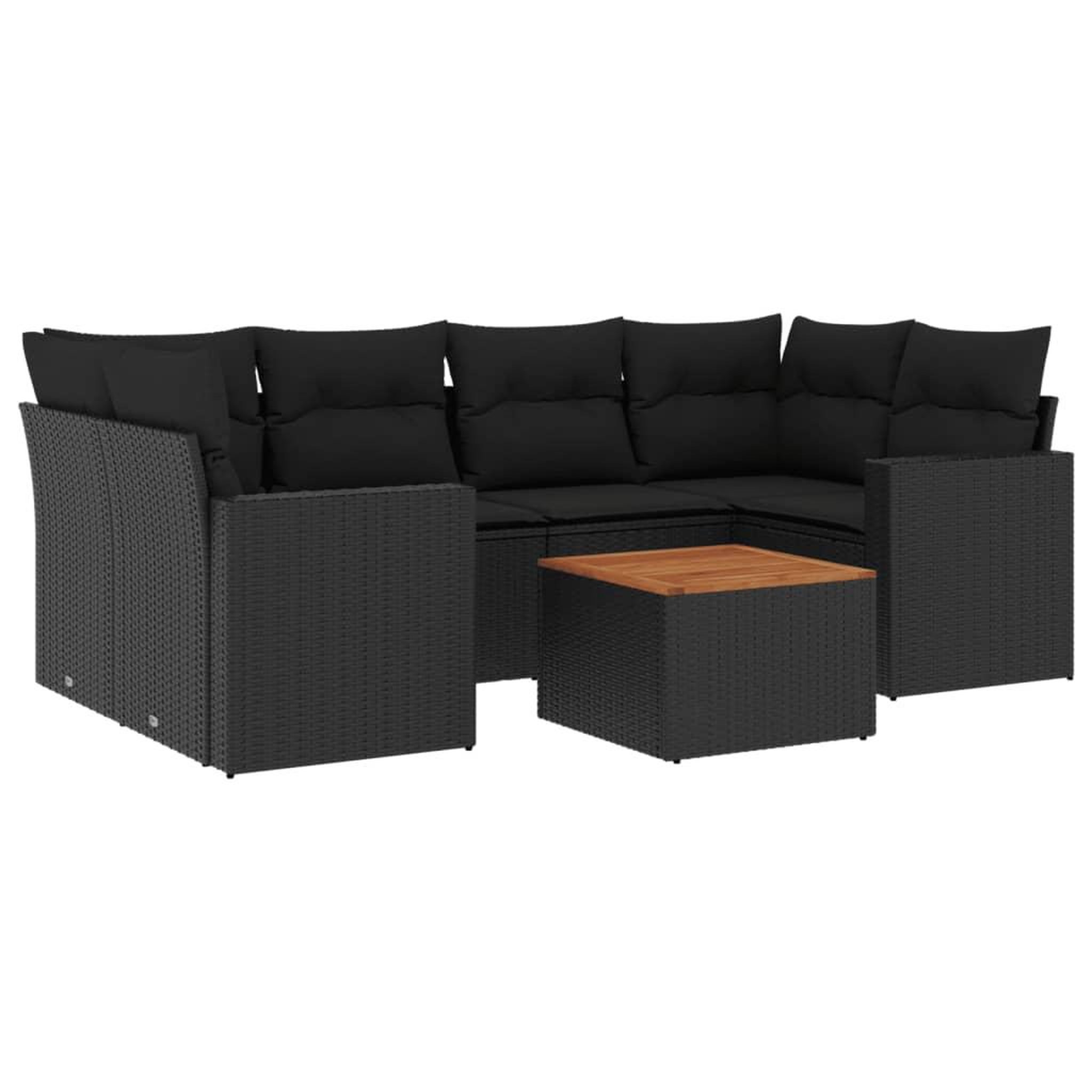 Voir la diapositive 2 : VIDAXL Salon de jardin 7 pcs avec coussins noir resine tressee