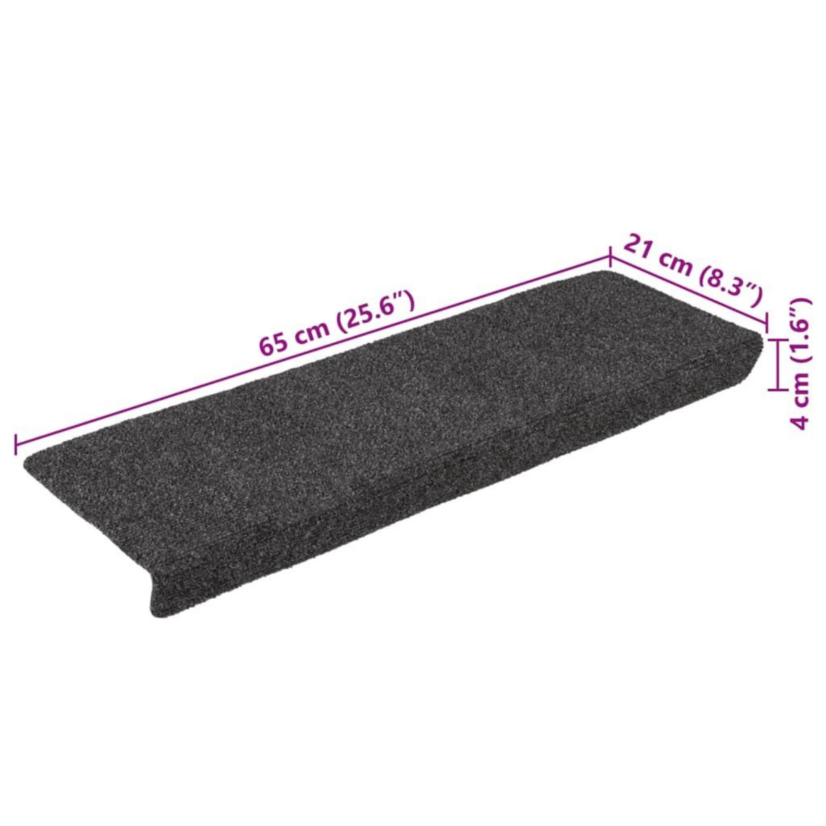 VIDAXL Tapis d'escalier 15 pcs tissu aiguillete 65x21x4 cm anthracite
