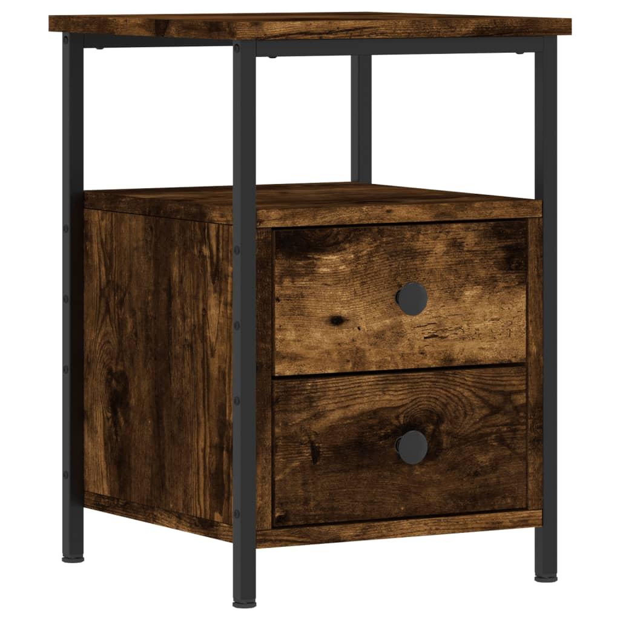 Voir la diapositive 2 : VIDAXL Table de chevet chene fume 34x35,5x50 cm bois d'ingenierie