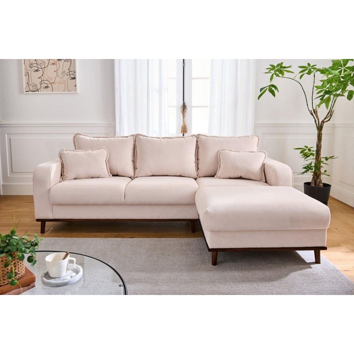 LISA DESIGN Albane - canapé d'angle droit - 4 places - en velours côtelé