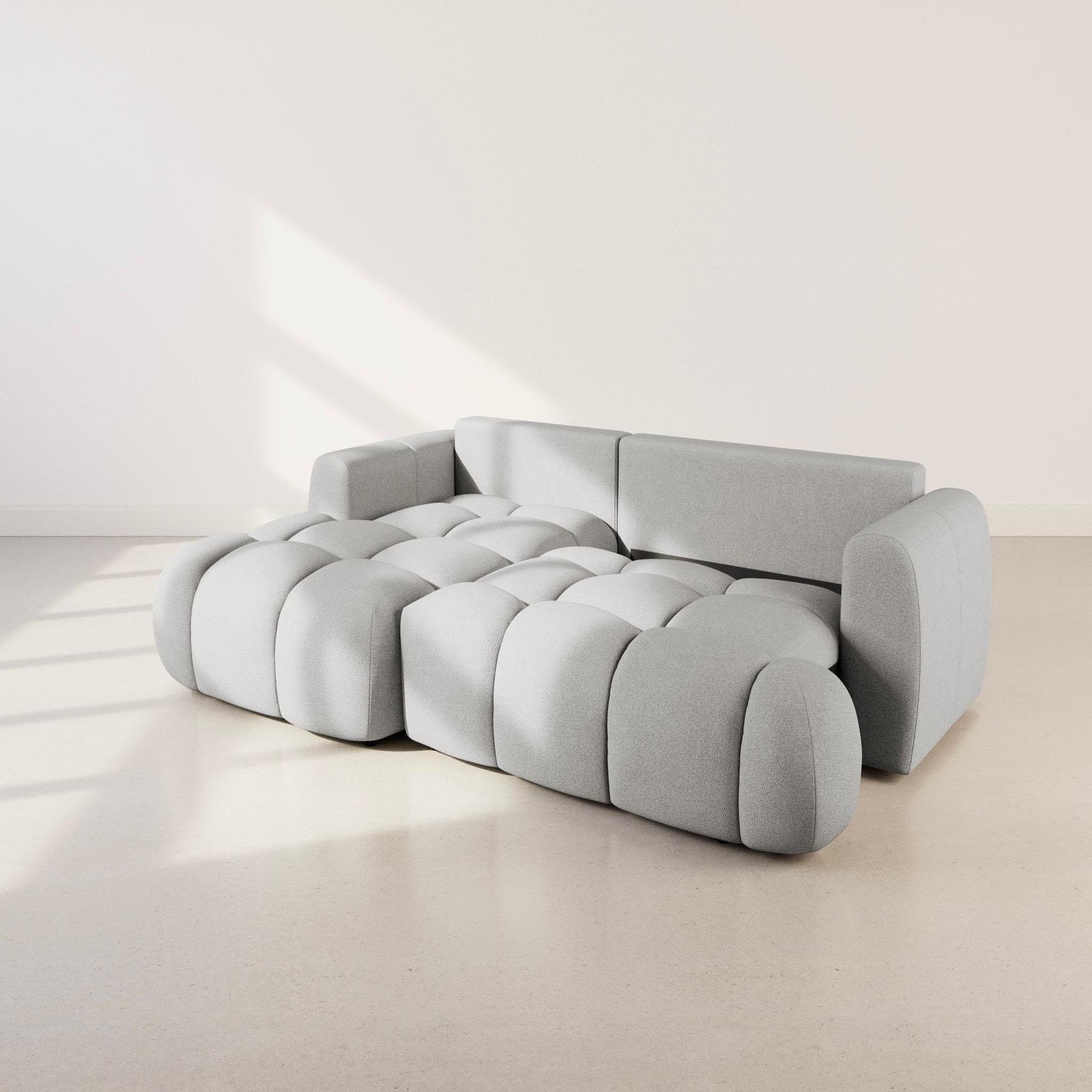 Voir la diapositive 5 : BEST MOBILIER Yulin - canapé d'angle gauche 4 places convertible avec coffre en tissu bouclette