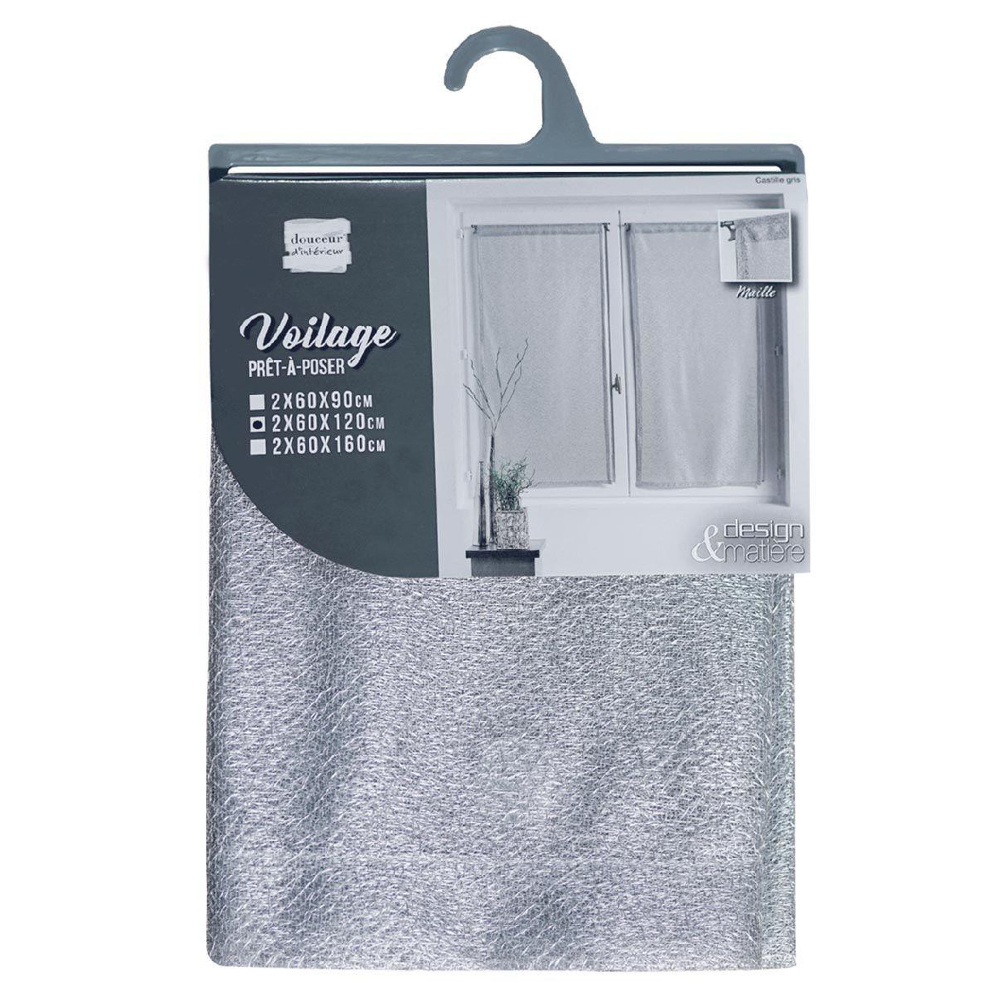 Voir la diapositive 4 : Douceur d'Intérieur Paire de voilages  castille  60x120cm gris